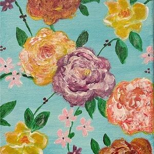 Floral Art Painting with Multicolor Blooms